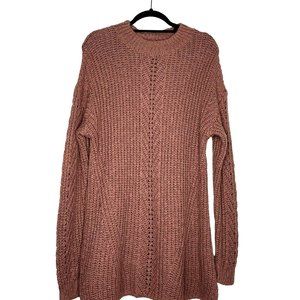 Lucky Brand Women’s sz 2X Mauve Pink Chunky Knit Long Line Long Sleeve Sweater